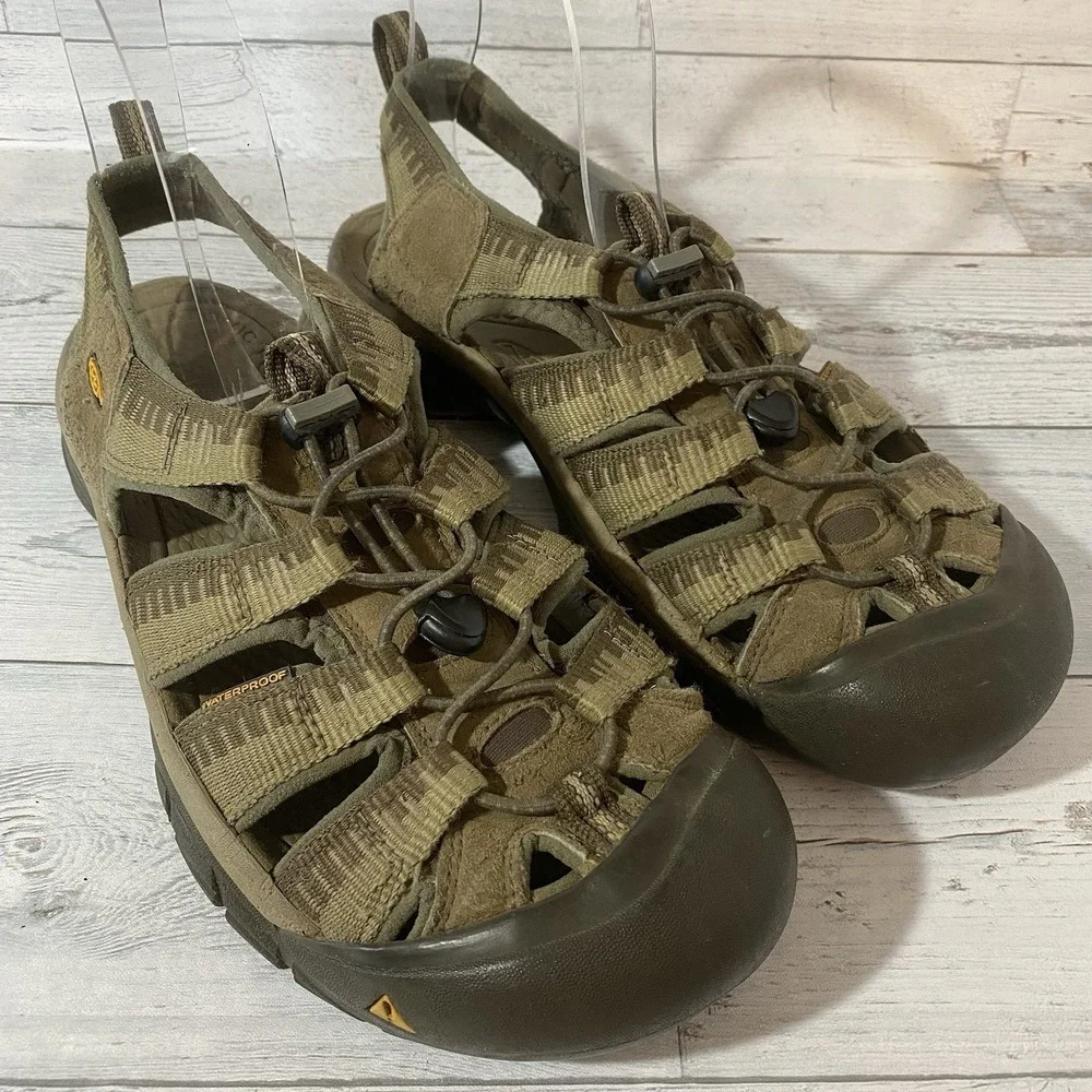 Keen Sandals Mens 13 Green Brown Waterproof Outdoor Hiking Rugged Trail Shoes